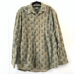 Cabela's Mens Medium Tall Shirt ELK Print Long Sleeve Button Down Thick